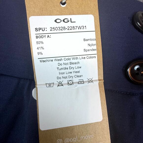 OGL Move Pants Womens Large Navy Blue High Rise Straight Leg Pleated Comfort - Picture 8 of 9